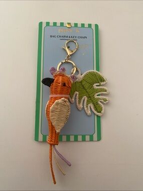 piper•k Woven Parrot Bag Charm with Green Leaf